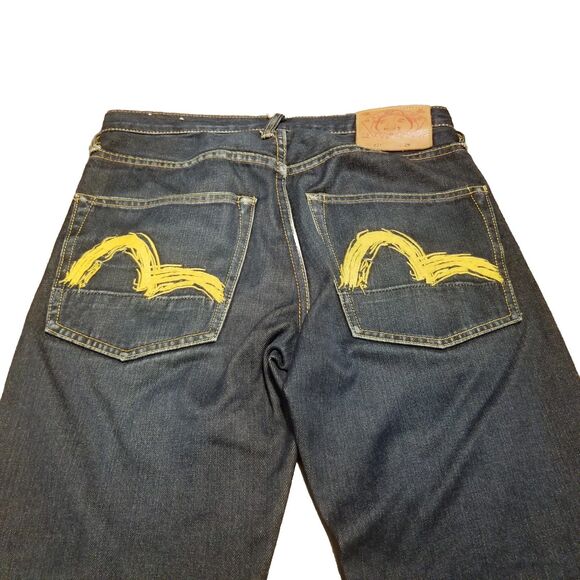 Evisu Jeans Men's Size 29 Selvedge Denim Button Fly Dark Wash Japan Made (31x31) - Picture 4 of 9